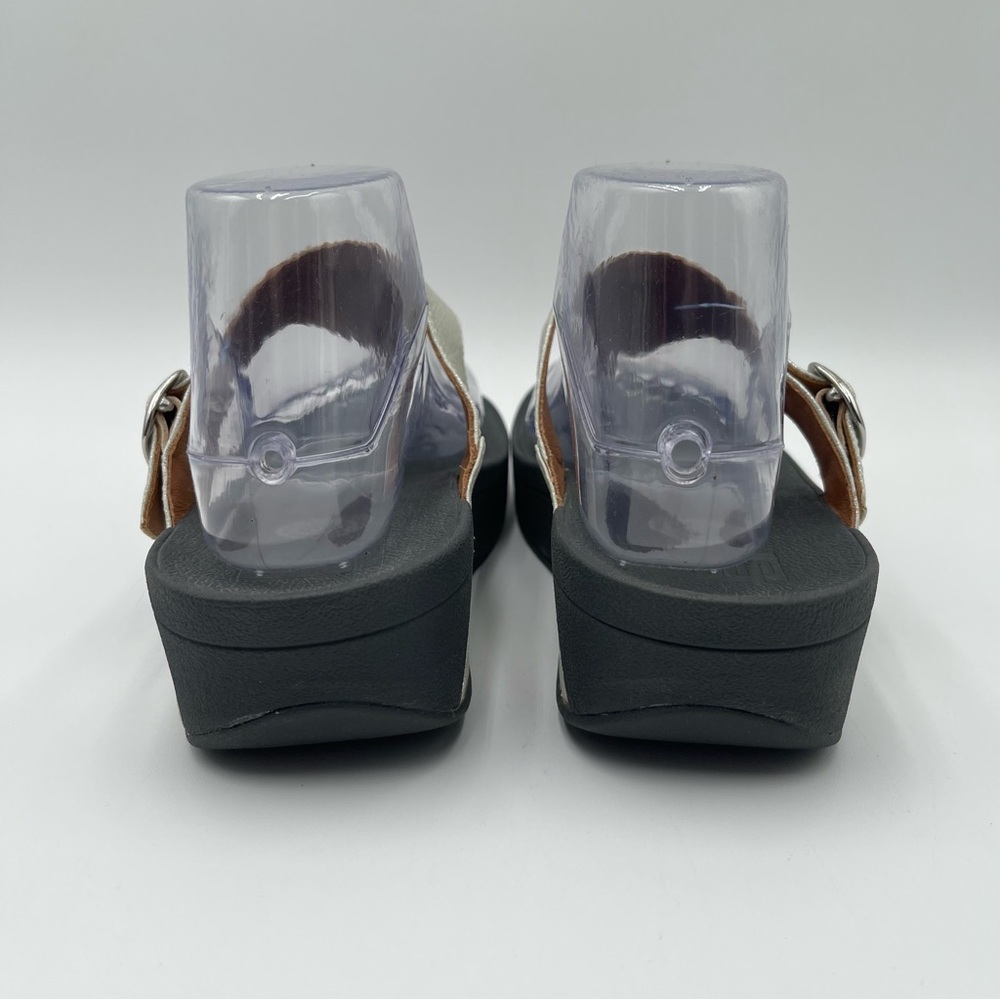 Fitflop Women’s Size 8 The Skinny Deluxe Silver Thong Sandals Shoes Cushioned - Picture 3 of 12